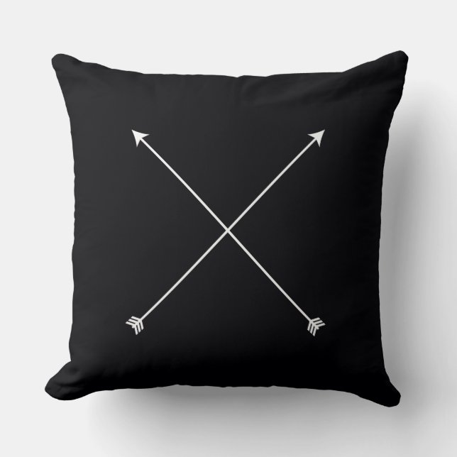 Coussin Moderne noir minimal de flèche (Recto)