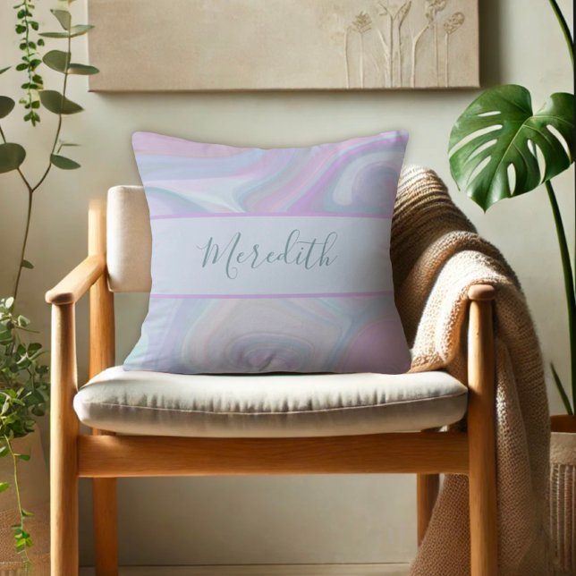 Coussin Moderne Purple Pastel Rainbow Personnalisé (Créateur téléchargé)