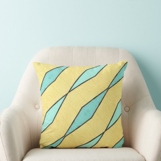 Coussin Moderne Retro Mint Vert Jaune et Noir (Créateur téléchargé)