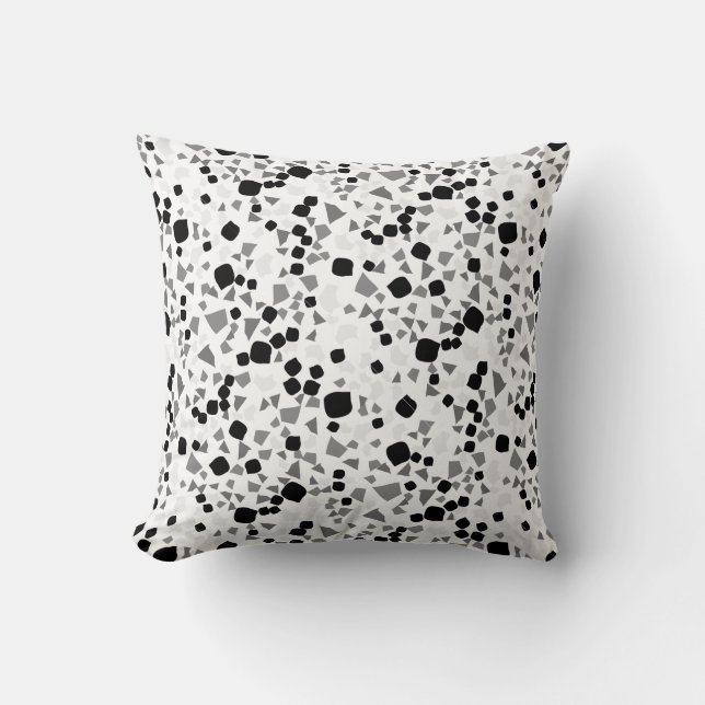 Coussin Moderne Simple Blanc Terrazzo Noir (Recto)