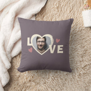 Coussin Moderne Simple Personnalisé Photo Love Coeur