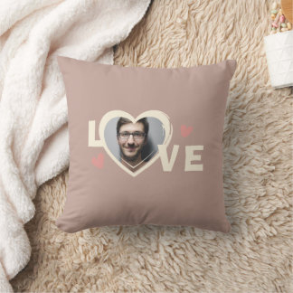 Coussin Moderne Simple Personnalisé Photo Love Coeur