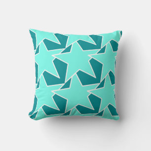 Coussin Moderne Star Géométrique - Aqua et turquoise