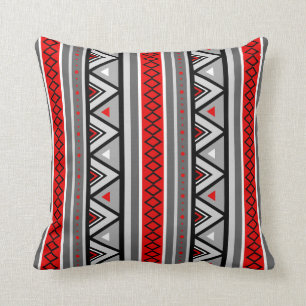Coussin Moderne Sud-Ouest Géométrique, rouge et gris / g