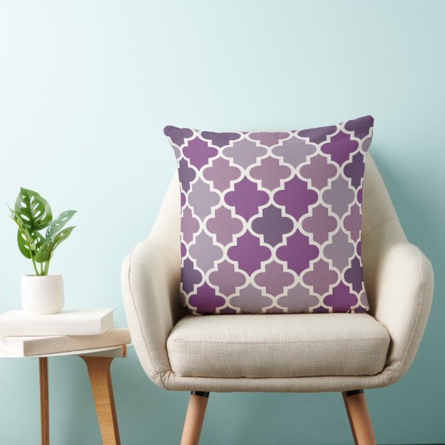 Coussin Moderne violet marocain Quatrefoil Motif carreaux (Chaise)