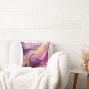 Coussin Moderne Violet Rose et Or-