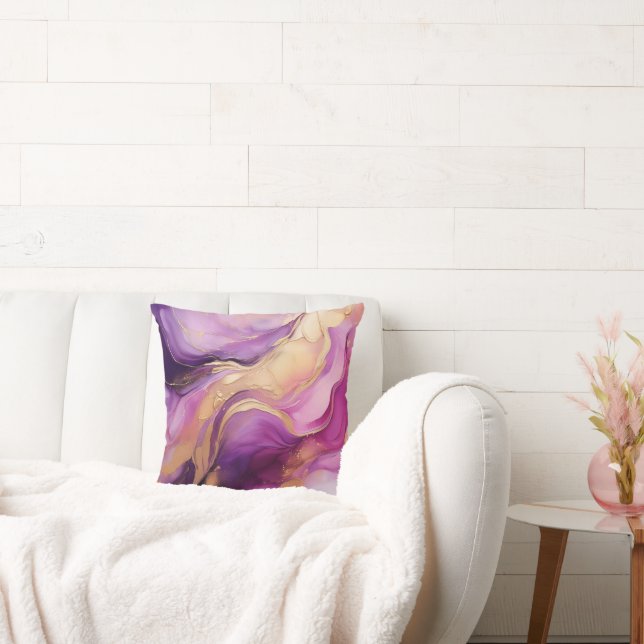 Coussin Moderne Violet Rose et Or- (Canapé)