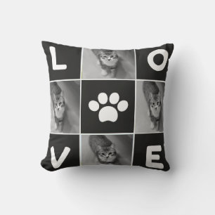 Coussin modifiable blanc chat noir mignon amant minim simp