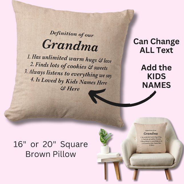 Coussin Modifier la définition de texte de notre grand-mèr (Créateur téléchargé)