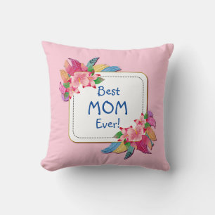 Coussin Modifier le texte Ajouter le nom Boho Flower Feath