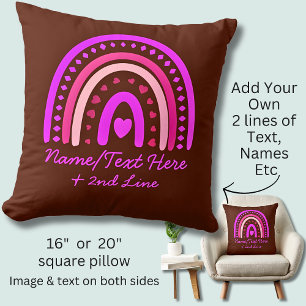 Coussin Modifier le texte Ajouter le nom Boho Rainbow Hear