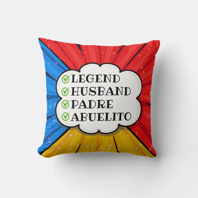 Coussin Modifier le texte Légende Mari Padre Abuelito Comi (Recto)