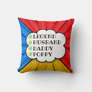 Coussin Modifier le texte Légende Mari Papa Poppy Comédie