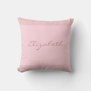 Coussin Modish Blush rose manuscrit Nom Script Plain