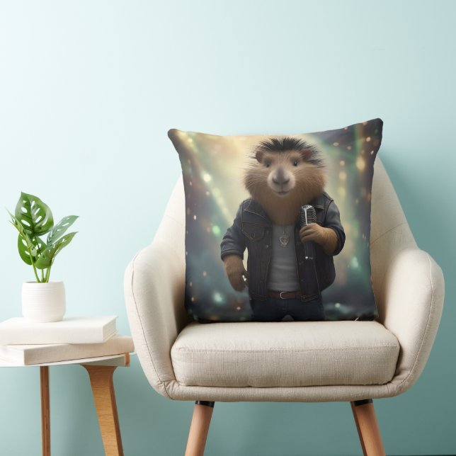Coussin "Mohawk Capybara : Rockin' the River !" (Chaise)