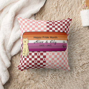 Coussin Mois fierté gay Chat mignon Coucher de soleil Drap