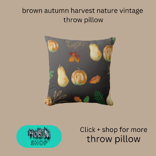 Coussin moisson automne brun nature vintage