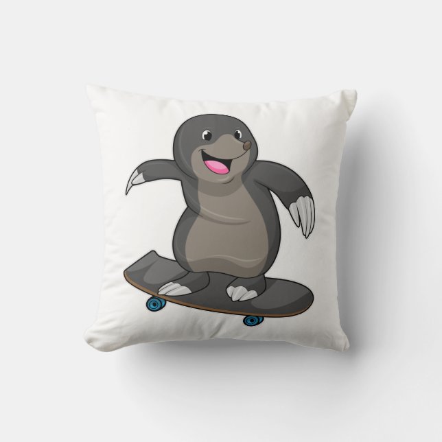 Coussin Mole en skate avec skateboard (Recto)
