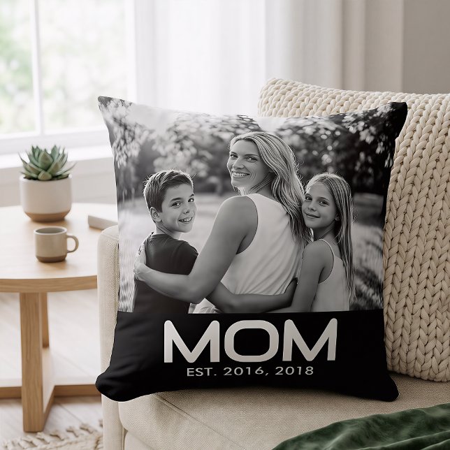Coussin Mom Established Modern Bold Photo  (Créateur téléchargé)