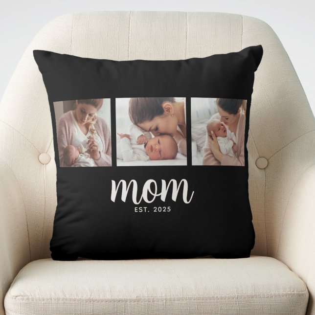 Coussin Mom Established Modern Script Black 3 Photo (Créateur téléchargé)