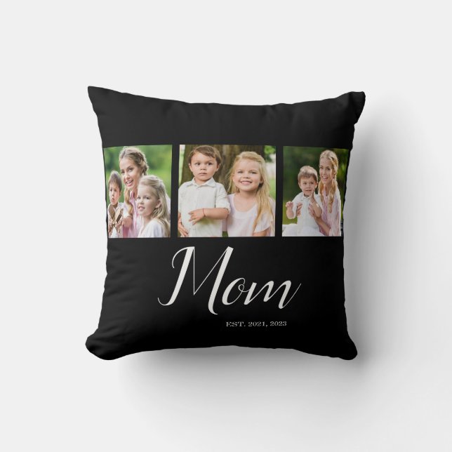 Coussin Mom Established Script Black 3 Photo  (Recto)