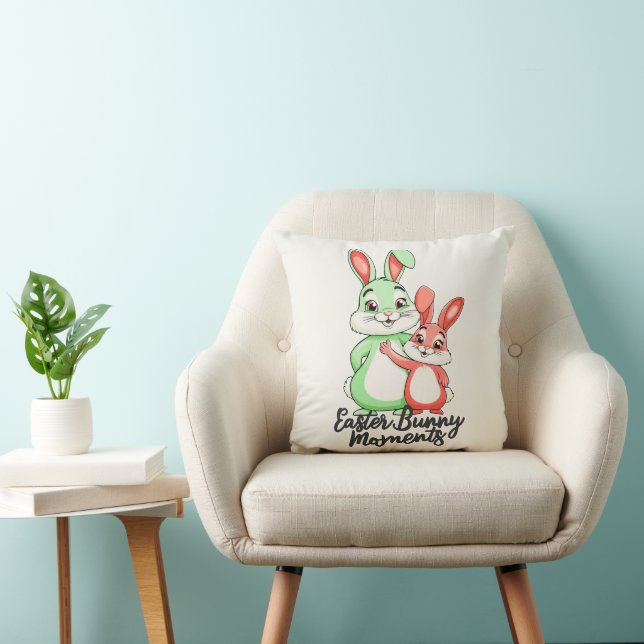 Coussin Moments de Pâques vibrants avec Soeurs Bunny (Chaise)