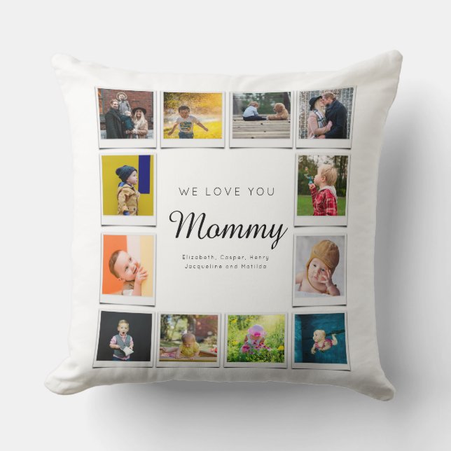 Coussin Mommy Birthday Photo Collage Modèle Blanc (Recto)