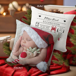 Coussin Mon 1er Noël Bébé Nouveau-Né Statistiques de Naiss