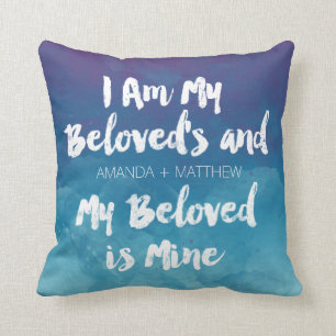 Coussin Mon Bien-Aimé Est Mon Aquarelle Bleue Personnalis