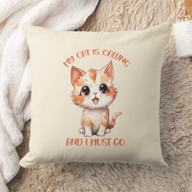 Coussin Mon Chat Appelle Un Chat Orange Cute (Couverture)