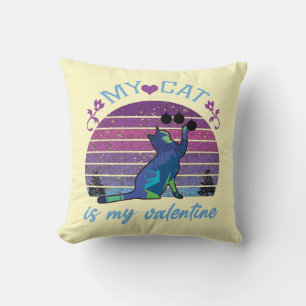 Coussin mon chat est ma valentine, mon chat est ma valenti