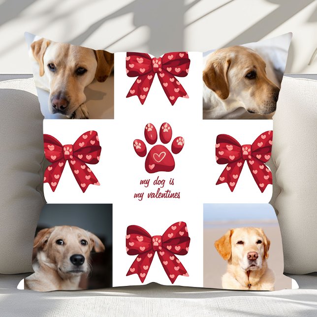 Coussin Mon chien est mes valentines Bow 4 photos (Créateur téléchargé)
