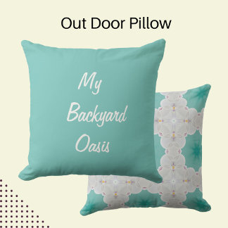 Coussin Mon Jardin Oasis Aqua Arrière - plan bleu
