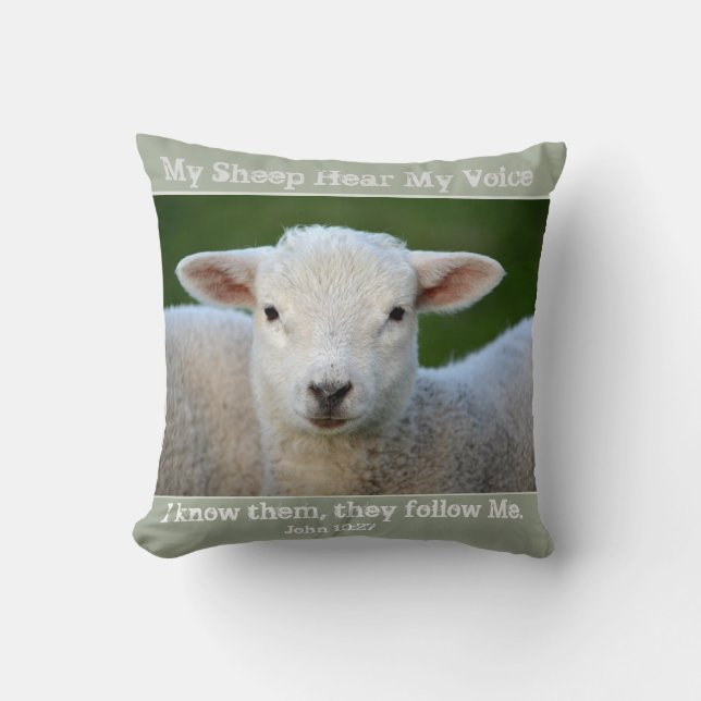 Coussin Mon Mouton Entend Ma Voix, La Bible Verse Jean 10: (Recto)