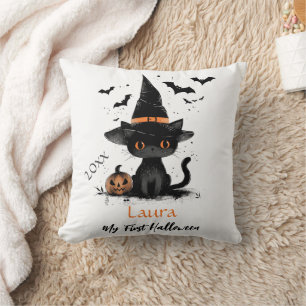 Coussin Mon premier Halloween mignonne Chat chauves-souris