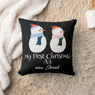 Coussin Mon premier Noël en tant que M. et Mme Newlysaw