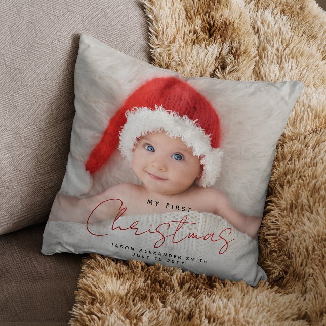 Coussin Mon premier Noël mignonne Elegant Baby Photo (Créateur téléchargé)