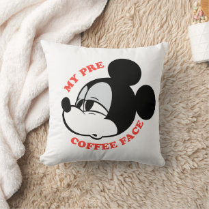 Coussin Mon visage de Mickey Mouse avant le café