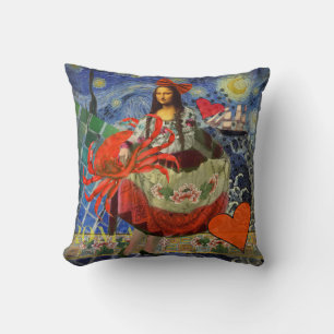 Coussin Mona Lisa Starry Night Collage : surréaliste fanta