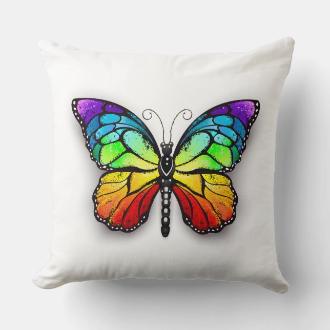 Coussin Monarque papillon arc-en-ciel (Recto)