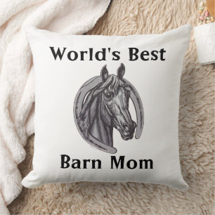 Coussin Mondes Meilleure maman grange croquis Cheval Blanc