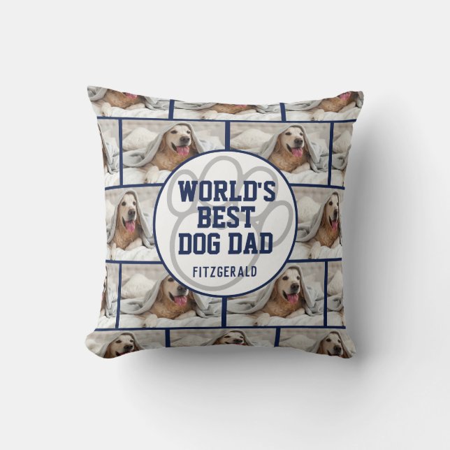 Coussin Mondes personnalisés Meilleur Chien Papa Photo (Recto)