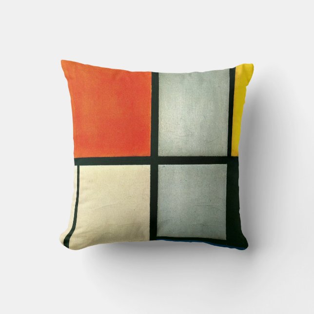 Coussin Mondrian - Tableau 3 avec Orange-Rouge, Jaune... (Recto)