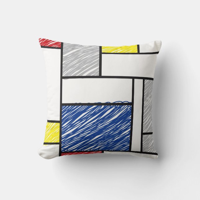 Coussin Mondrik Scribbles Minimaliste De Stijl Art Moderne (Recto)