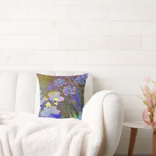 Coussin Monet - Lys d'eau et Agapanthus
