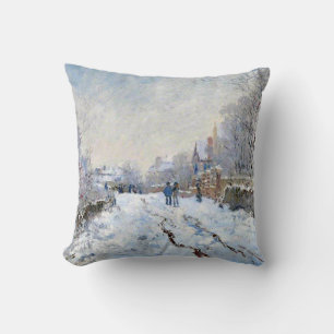 Coussin Monet - Scène de neige à Argenteuil