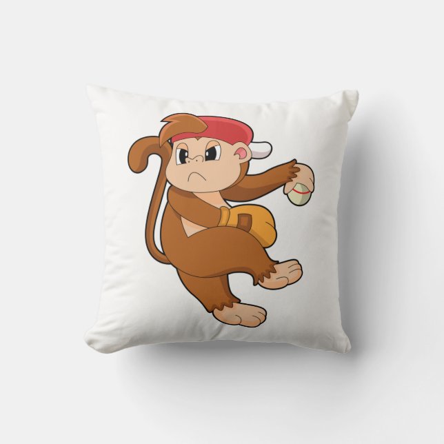 Coussin Monkey at baseball with baseball glove (Recto)