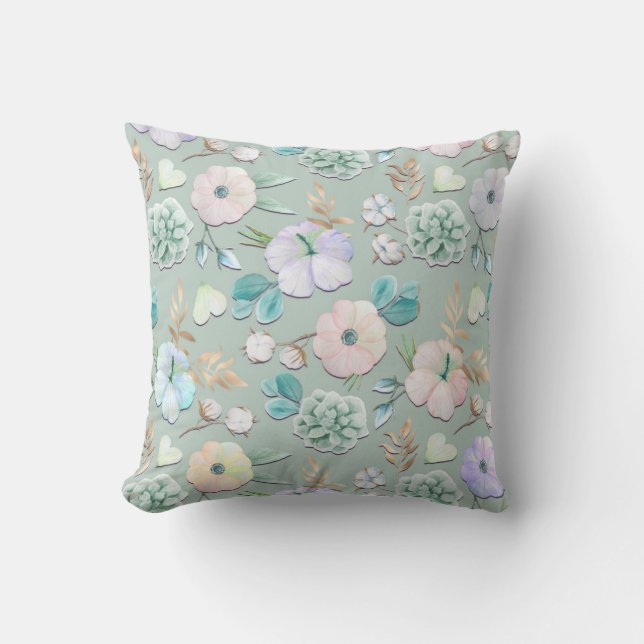 Coussin Monnaie d'été Vert Gold Lialc Pink Floral (Recto)