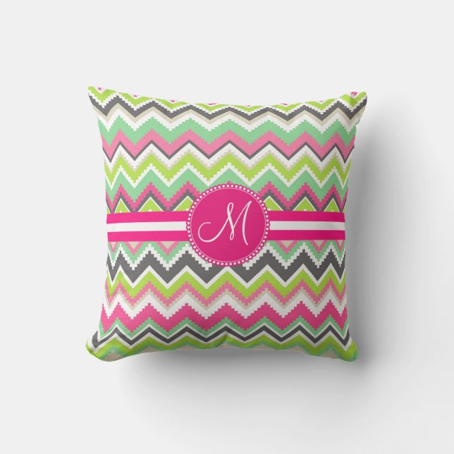 Coussin Monogram Aztec Andes Tribal Mountains Chevron (Recto)