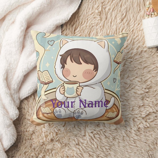 Coussin Monogram Cat Pillow Cozy Reading Nook Decor (Couverture)